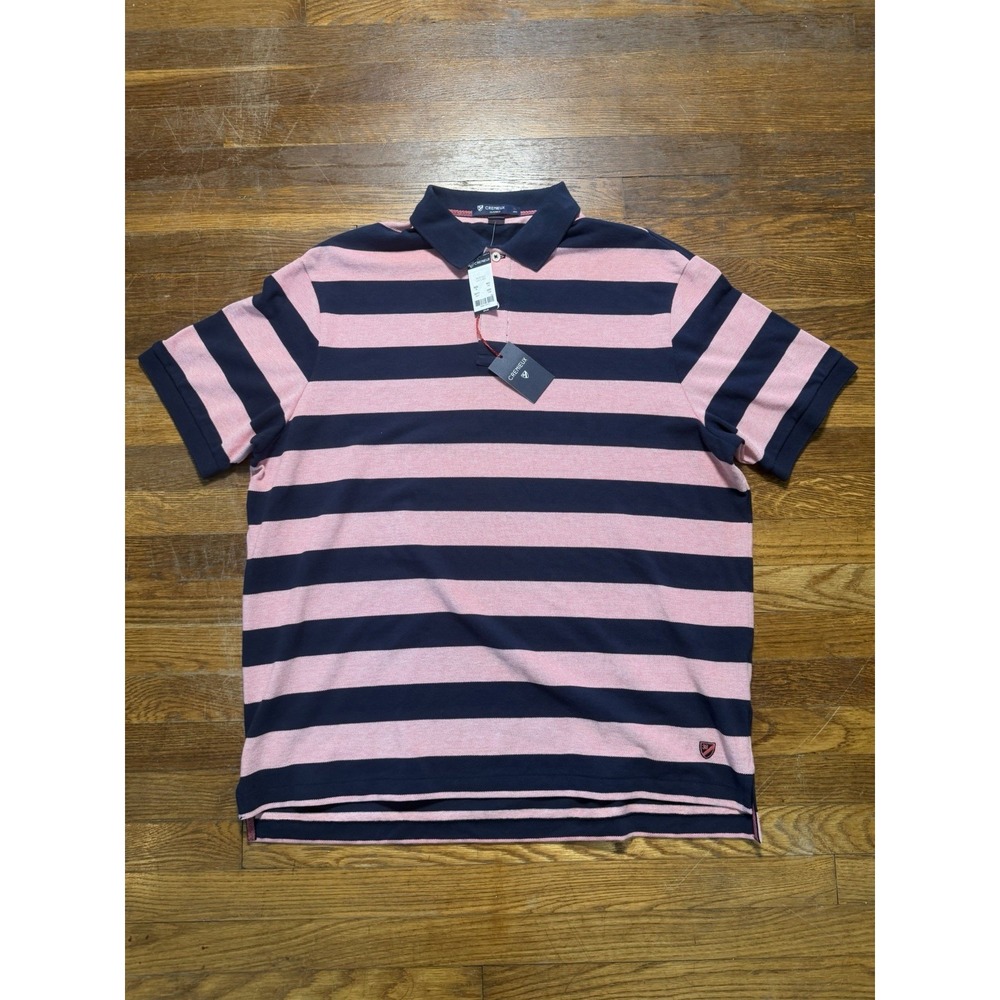Cremieux Collection Polo Shirt Men's XL 100% Cotton Pink Blac Striped NWT